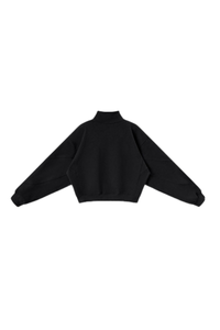 Women's Fall Boxy Cropped Stand Collar Quarter Zip Sweatshirt