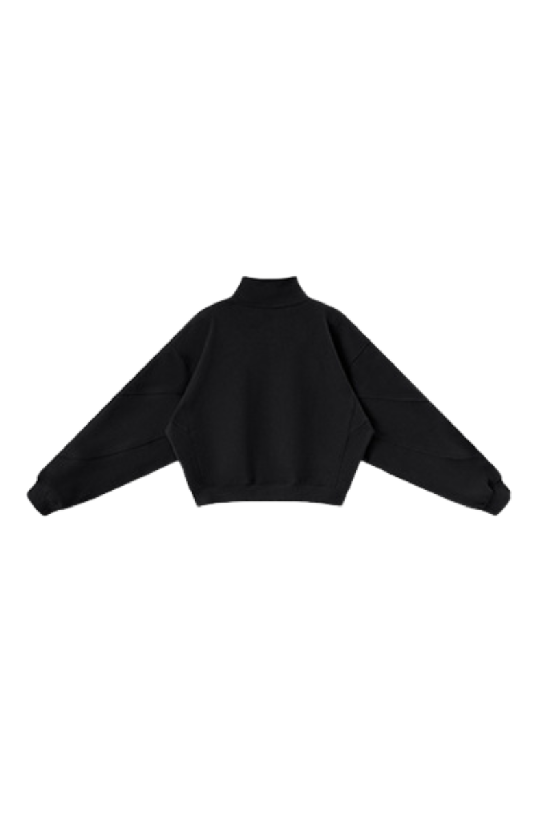 Women's Fall Boxy Cropped Stand Collar Quarter Zip Sweatshirt