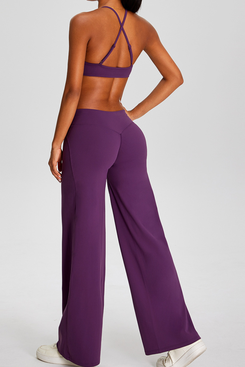 Women's Sports Sets:Twist Front Triangle Cup Bra & Pants