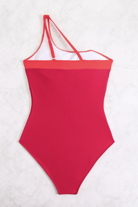Women's Color-Blocked One-Shoulder Swimsuit