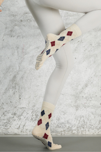 Women's Colorful Patterned Crew Yoga Grip Five-Toe Socks