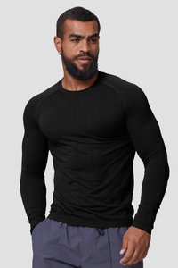 Men's Athletic Seamless Jacquard Long Sleeve T-shirt