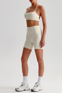 Women Bare Feel Halterneck Bra & High Rise Fitness Shorts Yoga Set
