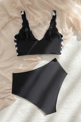 Women's Color Block Striped V-neck Wide Strap Beach Bikini