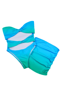 Women's Sexy Ombre Cross V-Neck Slim Cover-up Bikini Set