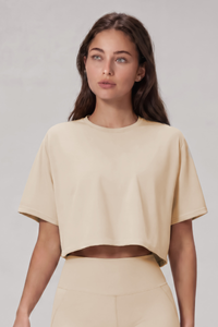 Women's Loose Fit Cropped Workout Short Sleeve T Shirt