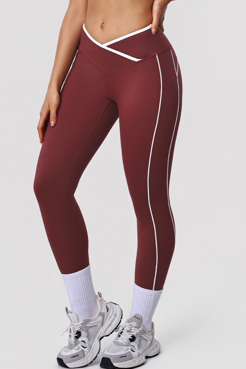 Women's Criss-Cross Waist Color-Blocked High-Waist Leggings