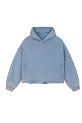Women's Fall Vintage Washed Raw Hem Crop Boxy Hoodie