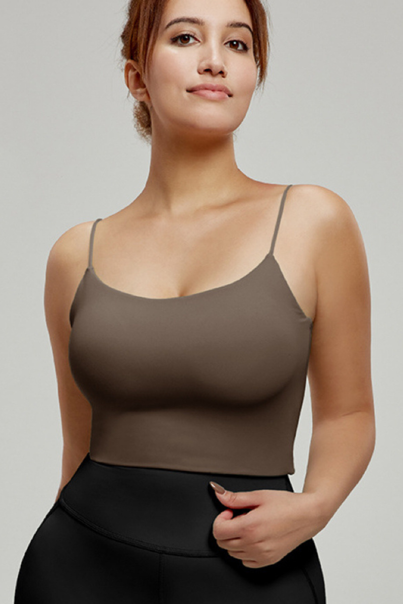 Plus Size Women's Solid U-Neck Thin Strap Sports Bra