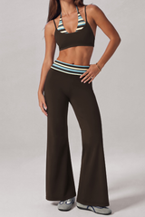 Women's Fall Vintage Fake Two Piece Bra & Yoga Pants Set