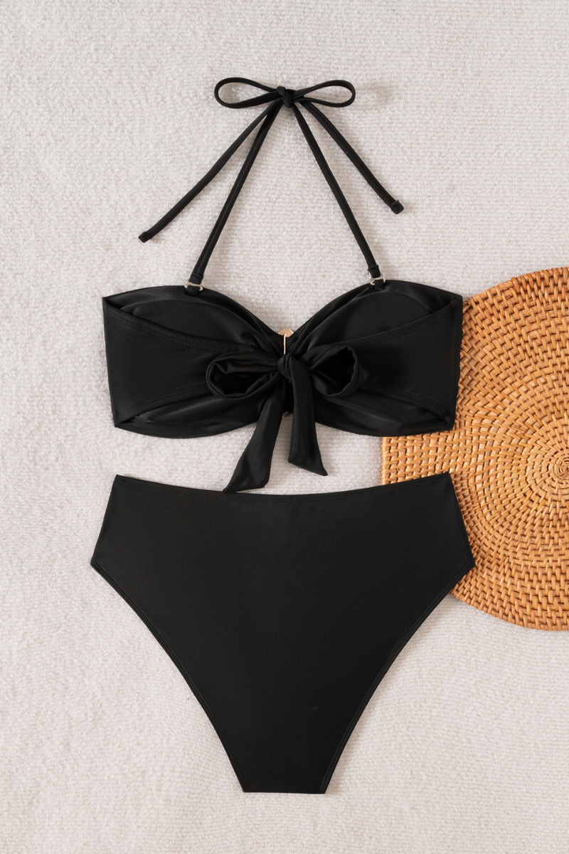 Women's Solid Halterneck Sexy Two Piece Bikini Set