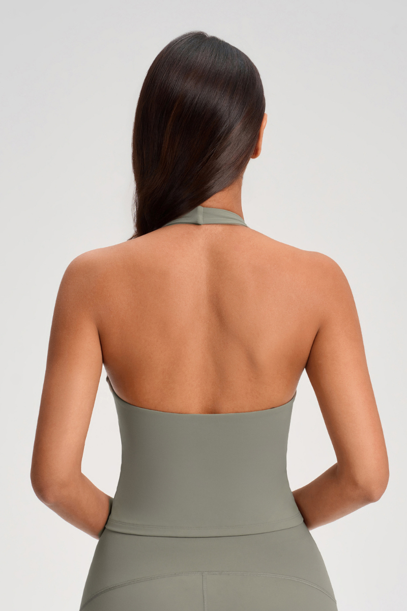 Women's Deep V-neck  Halter Open-Back Sports Tank Top