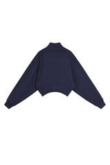 Women's Fall Boutique Style Balloon Sleeves Cropped Mock Neck Sweatshirt