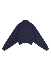 Women's Fall Boutique Style Balloon Sleeves Cropped Mock Neck Sweatshirt