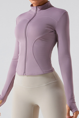 Women's Athletic Stand Collar Full Zipper Slim Jacket