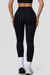 Women's Athletic High-Waist Hot Silver Polka Dot Leggings