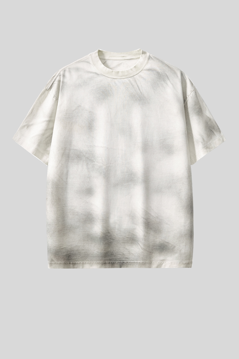 Unisex Washed Cotton Gradient Vintage Tee - Oversized Retro