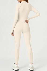 Women’s one-piece long-sleeve sport jumpsuit.