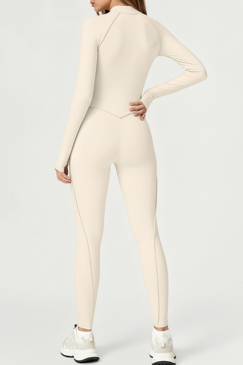 Women’s one-piece long-sleeve sport jumpsuit.