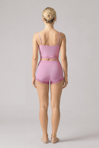 Women's Pilates Lace Trim V-Neck Tank Top And Boyshorts  Set