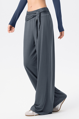 Women's Wrap Waist Flowy Loose-Fitting Wide-Leg Pants