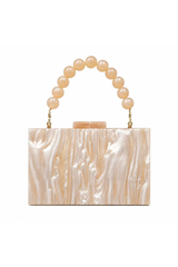 Women's Pearl Handle Acrylic Box Clutch Bag