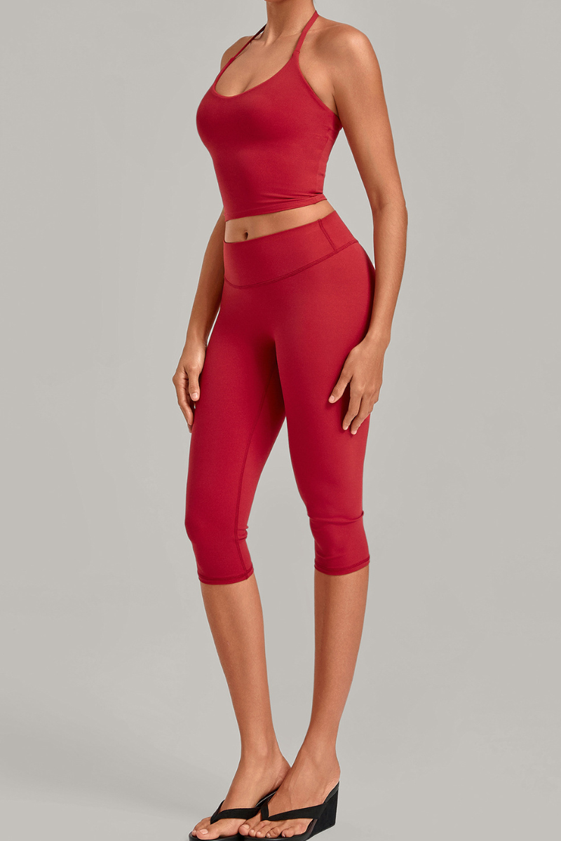 Women’s Halter Tank & Capri Leggings 2-Piece Yoga Set
