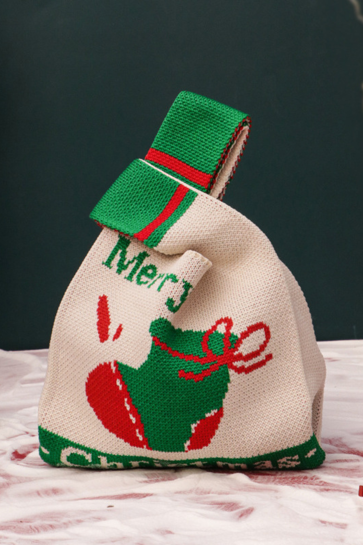 Christmas Knitted Gift Bag For Apple Packaging Decoration