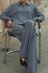 Twisted-stitch knitted sweater set