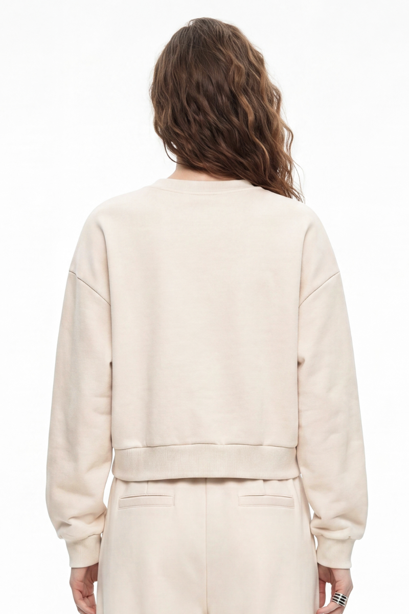 Women's Fall Heavyweight Fleece Cropped Crew Neck Sweatshirt