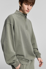 Collared, semi-zippered sweatshirt