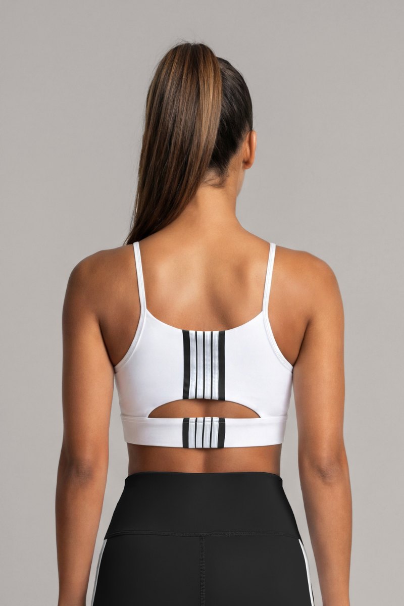 Women's Thin Strap Vertical Stripe Sports Bra (Pre-Order)