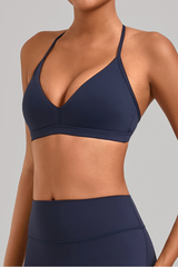 Women's Athletic Triangle Cup Adjustable Open-Back Bra