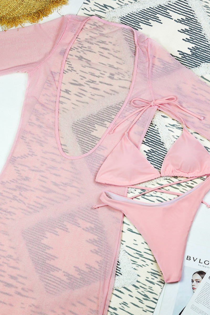 Women's 3-Piece Strappy Bikini Set - Sexy High Cut Swimsuit