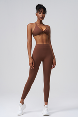 Women’s Sports Set:Bra & Pleated Bottocks Lift Leggings