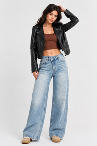 Women's High Waist Light Wash Vintage Baggy Wide Leg Jeans