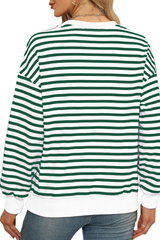 Women's Fall Christmas Striped Color Block Relaxed Pullover