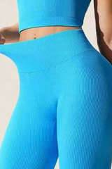 Women's Sport Set:Cropped Tank Top And High Waist Leggings