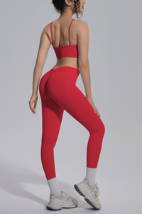 Women's Seamless Triangle Cup Bra&No Front Seam Legings Set