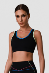 Women's Color Block Cutout Back Sports Bra