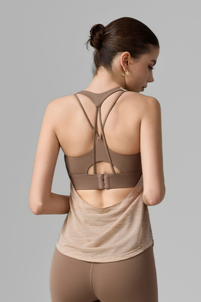 Women's Two-in-One Halterneck Cross Back Sports Tank Top
