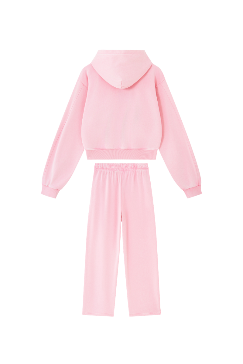 Women's Fall Set: Cropped Zip Up Hooded Jacket And Sweatpant
