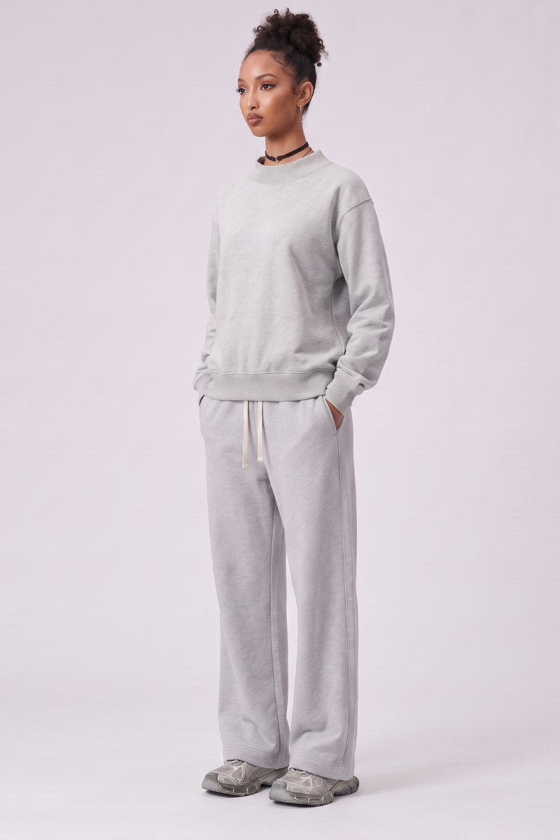 Unisex Fall Fleece Mock Neck Sweatshirt and Sweatpants Sets
