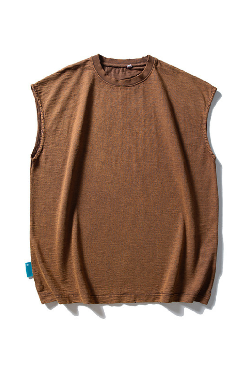 Unisex Washed Vintage Oversized Drop Shoulder Tank Top