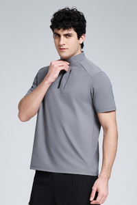 Men's Summer Half Zipper Stand Collar Casual T-shirt