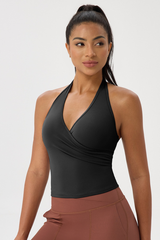 Women's Halterneck Deep V Backless Sports Tank Top