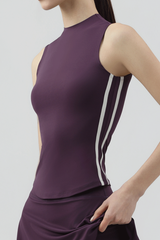 Women's Sleeveless Side Stripe Tennis Tank Top