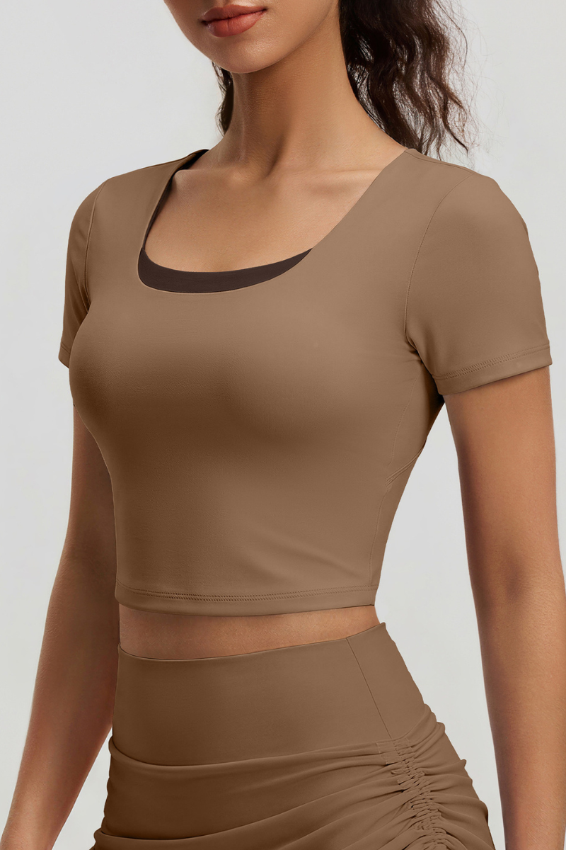 Women's Butterfly Back Padded Cropped Breathable T-shirt