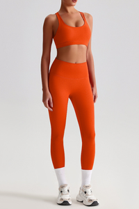 Women's Brushed Cross Back Bra & High Rise Yoga Leggings Set