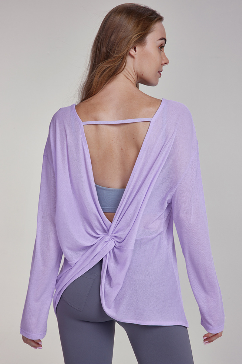 Women's Soft Breathable Backless Twist Loose Yoga Cover Up